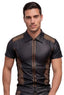 NEK Black Wetlook Zip-Up Shirt with Bronze Trim