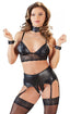 Cottelli BONDAGE Black Bralette & Suspender Set with Cuffs