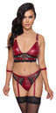Cottelli BONDAGE Red Matte Bralette & Suspender Briefs Set