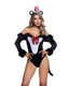 Hat Cat Babe Roma Costume 6818 front view black white cat bodysuit