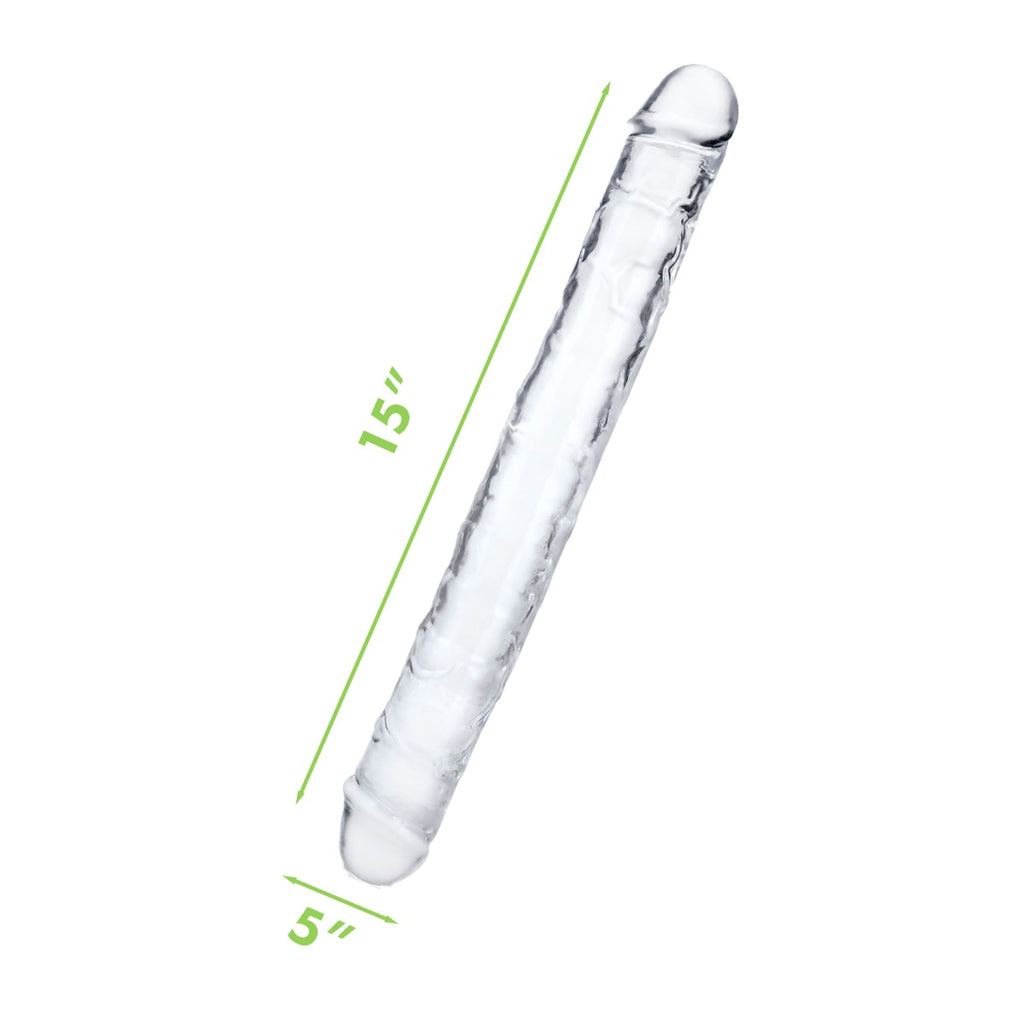 Me You Us Ultra Cock Jelly Double Ended Dildo Clear 15 Inch