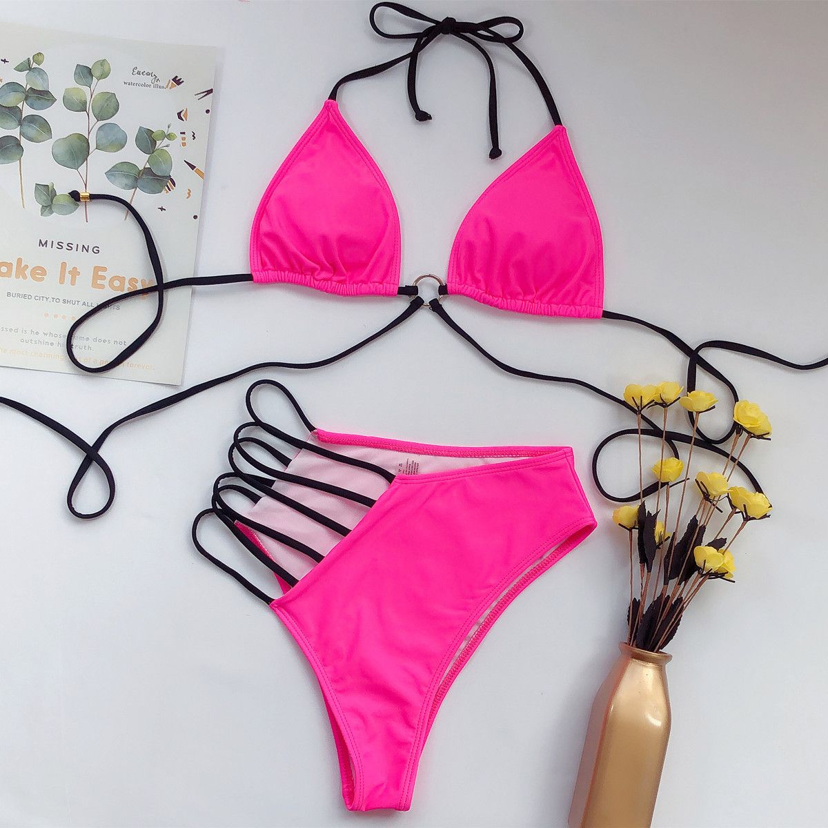 Sexy Solid Bikini Set | Minimal String Swimwear UK