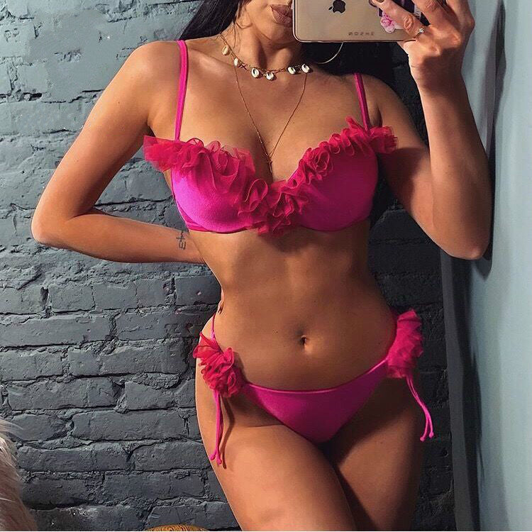 Lucifer Angel Set - Soft Pink Ruffle Bikini UK