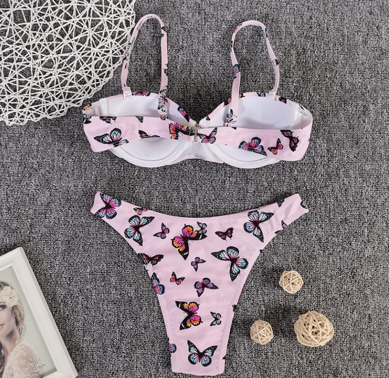 Bikini Sexy Butterfly Print Bikini High Quality Hard Bag Swimsuit Women Secondary image