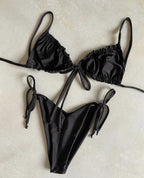 Lucifer Sexy Ruched Tie-Up Bikini Set