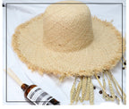 Lucifer’s Summer Elegance – Raffia Straw Hat with Ribbon Bow Beach Style UK
