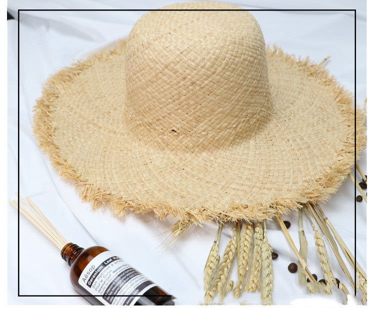 Lucifer’s Summer Elegance – Raffia Straw Hat with Ribbon Bow Beach Style UK