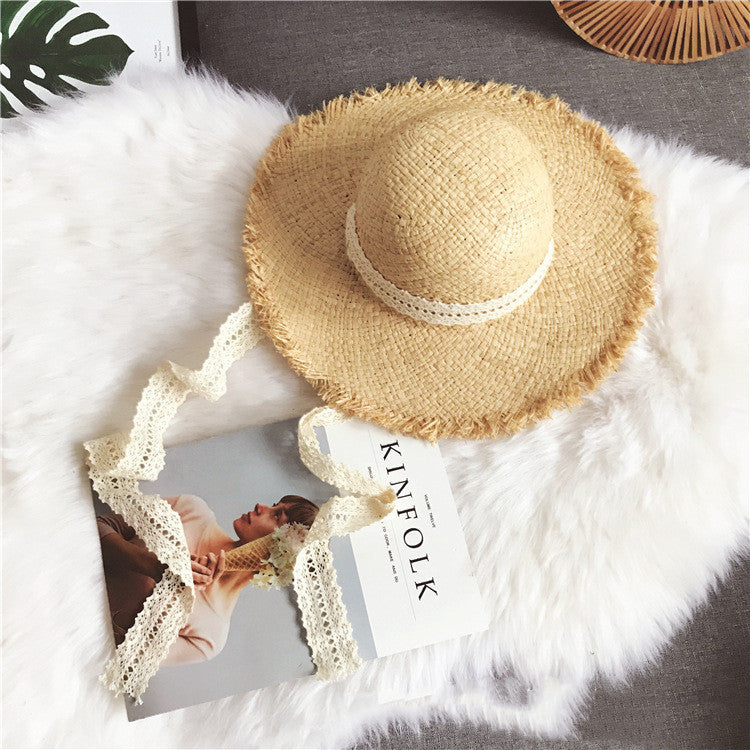Lucifer’s Summer Elegance – Raffia Straw Hat with Ribbon Bow Beach Style UK