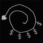 Lucifer - Luxury Dollar Sign Rhinestone Bikini Belly Chain