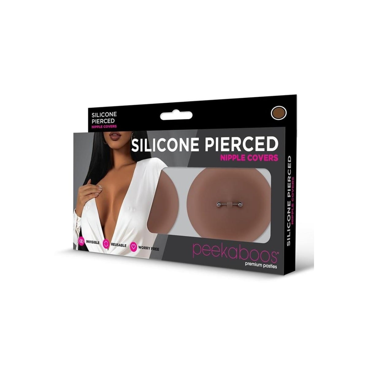 Peekaboos Silicone Pierced Nipple Covers Brown Secondary image