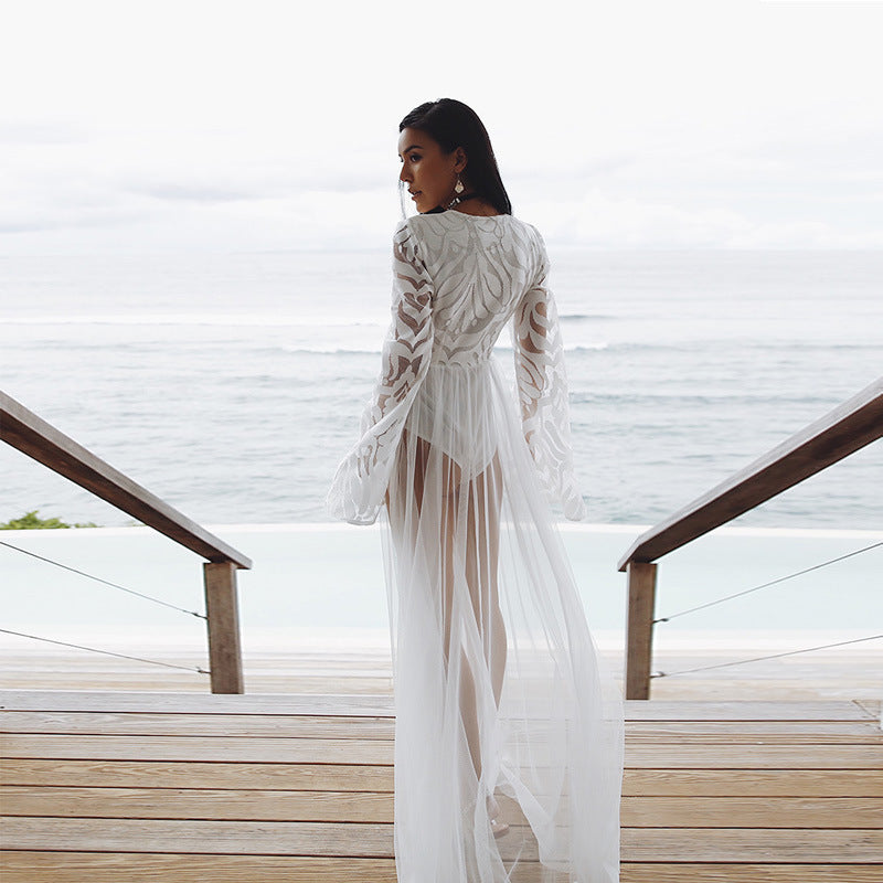 Lucifer - Elegant Lace Beach Cover-Up Dress UK