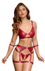 Cottelli BONDAGE Red Matte Bra & Crotchless Suspender Set