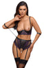 Cottelli BONDAGE Purple Lace Quarter Cup Bra & Briefs Set