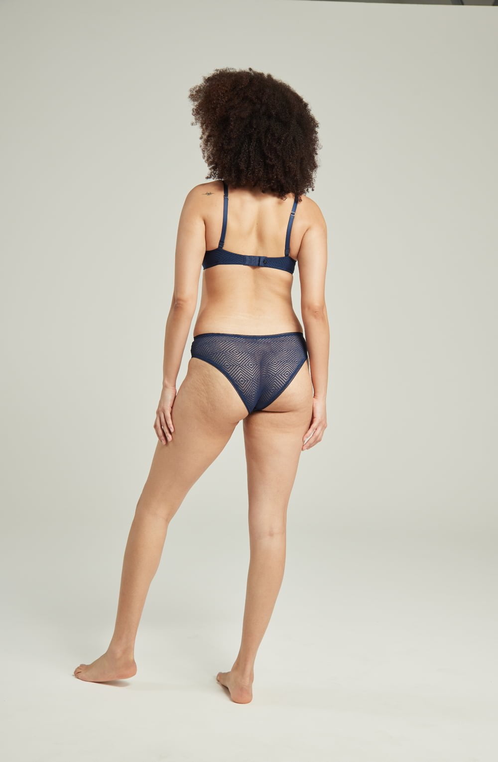 The Sheer Deco High Leg Brief Navy Secondary image
