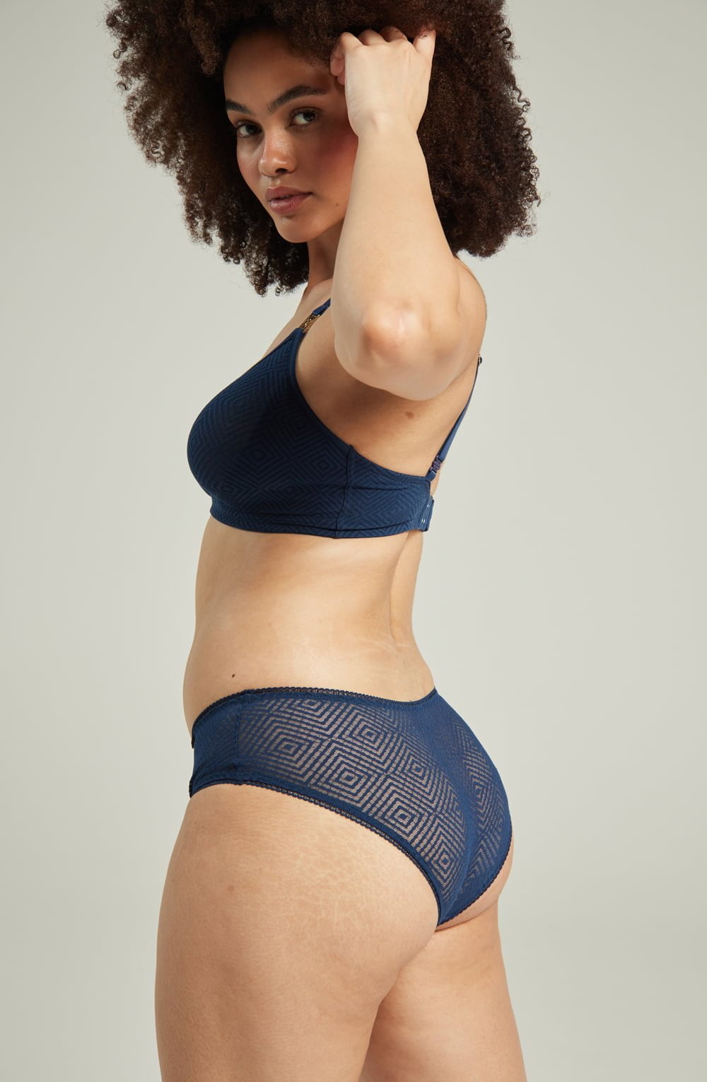 The Sheer Deco Hipster Brief Navy Secondary image