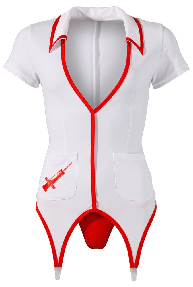 Cottelli COSTUMES White Nurse Basque with Red Trim
