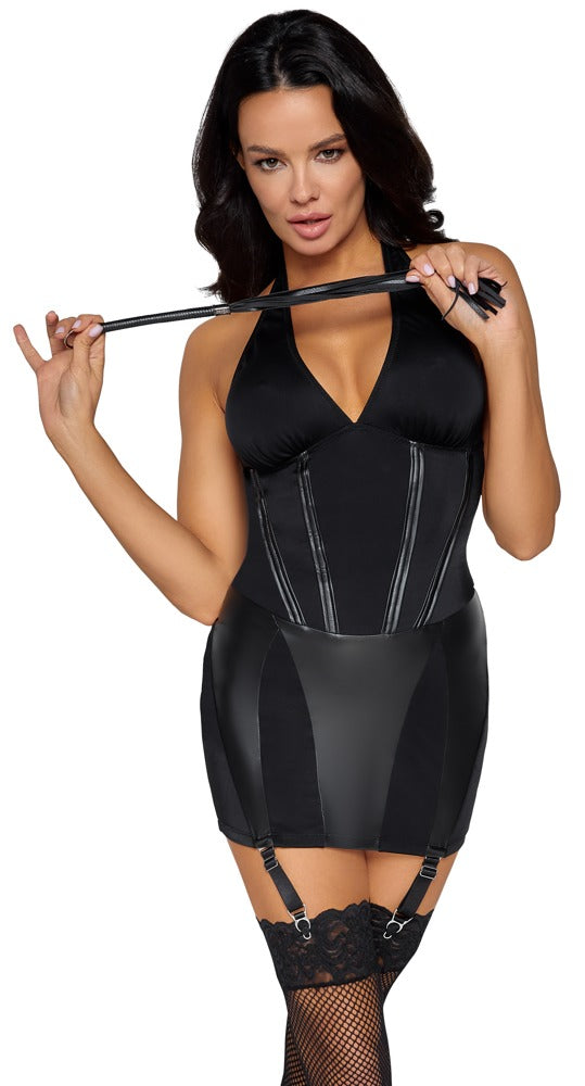 Cottelli COSTUMES Black Matte Dominatrix Suspender Dress Main image