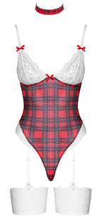 Cottelli Plaid Suspender Body with Choker