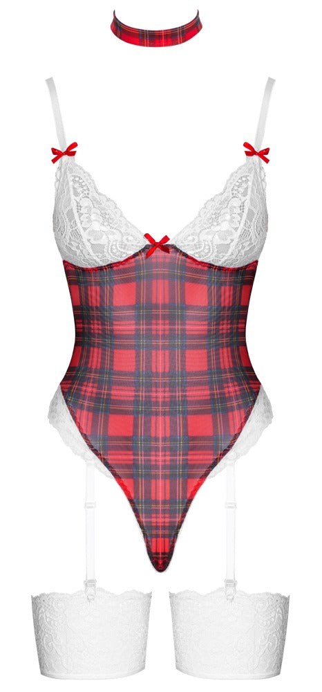 Cottelli Plaid Suspender Body with Choker