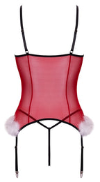Cottelli LINGERIE Red Christmas Lace Basque & Thong Set