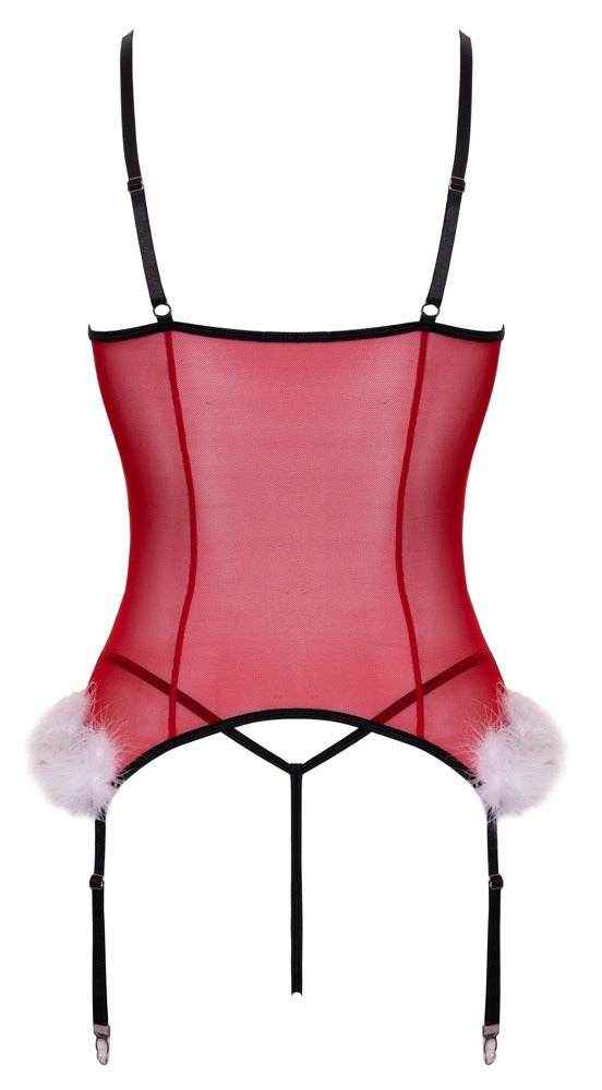 Cottelli LINGERIE Red Christmas Lace Basque & Thong Set