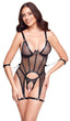 Cottelli BONDAGE Black Mesh Basque & Crotchless Thong Set