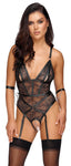 Cottelli BONDAGE Floral Lace Crotchless Body with Cuffs