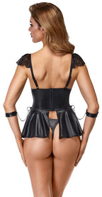 Cottelli BONDAGE Black Lace Babydoll & Crotchless Thong Set