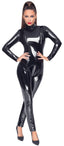 Black Level Black Vinyl Long Sleeve Zip Jumpsuit