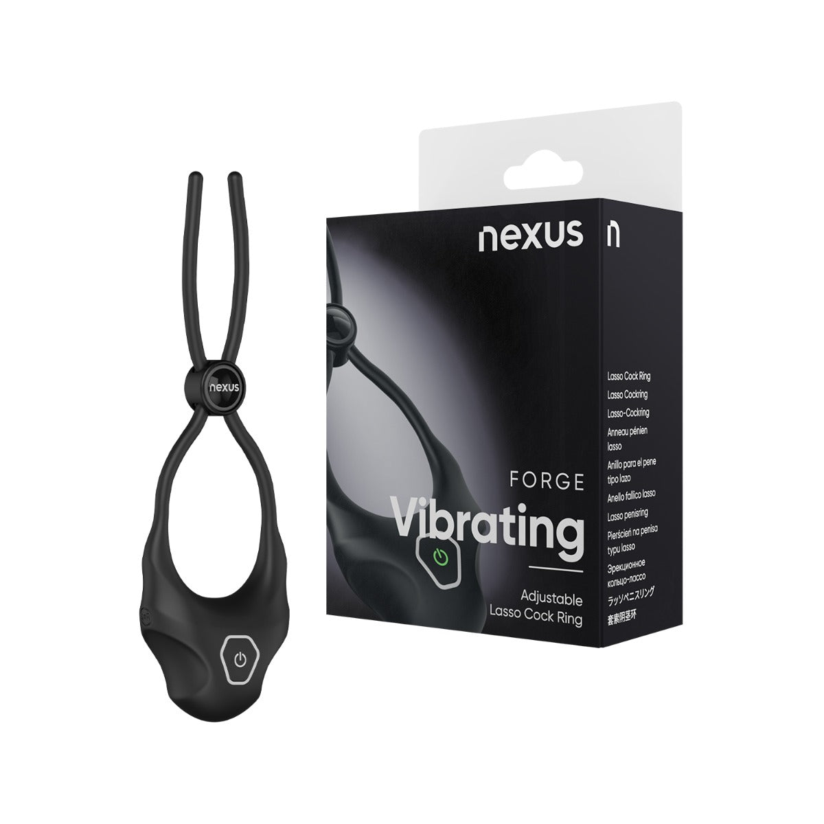 FORGE Vibrating Adjustable Lasso Silicone Cock Ring - Black Secondary image