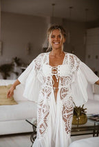 Lucifer Luxury Lace-Up Long Sleeve Maxi Dress