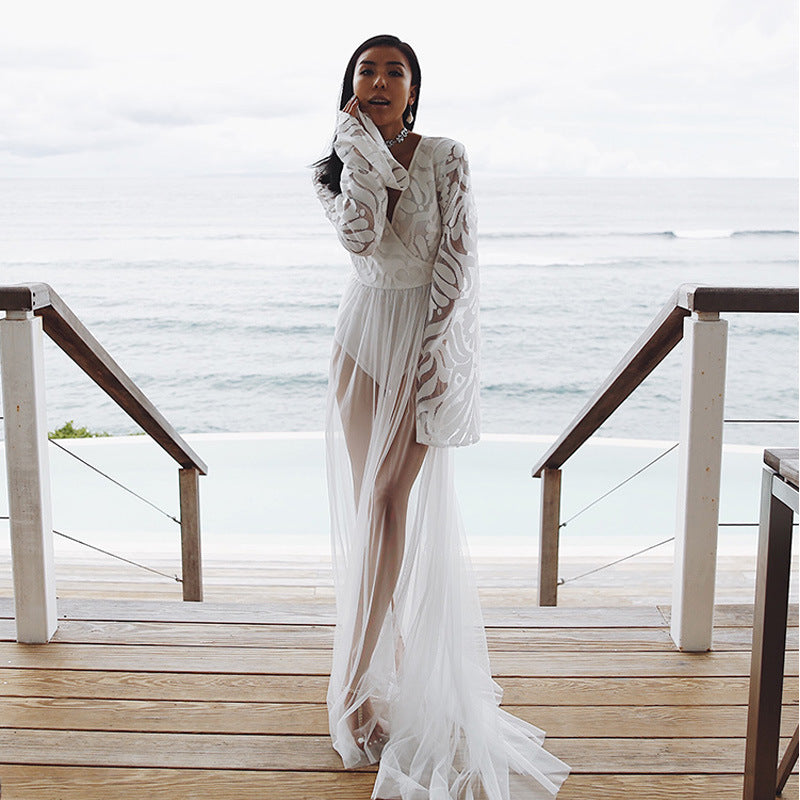 Lucifer - Elegant Lace Beach Cover-Up Dress UK
