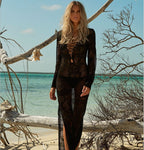 Lucifer Luxury Lace-Up Long Sleeve Maxi Dress