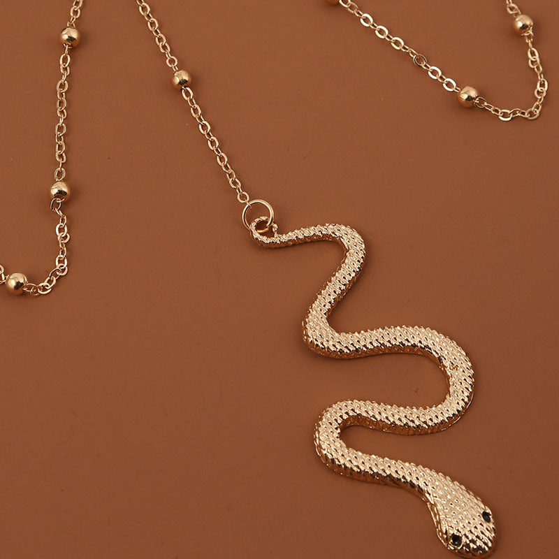 Bohemian Boho Metal Beaded Thigh Chain with Snake Pendant