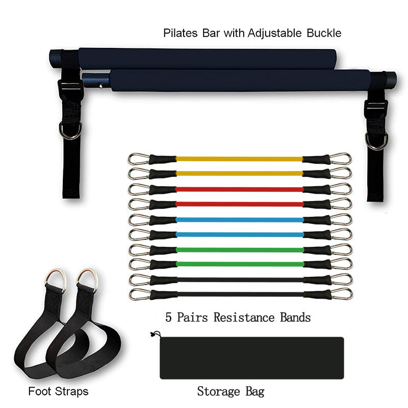 Portable Pilates Bar Kit with Resistance Bands – Full Body Home Gym Workout Equipment UK