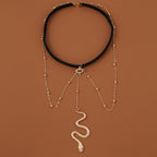 Bohemian Boho Metal Beaded Thigh Chain with Snake Pendant
