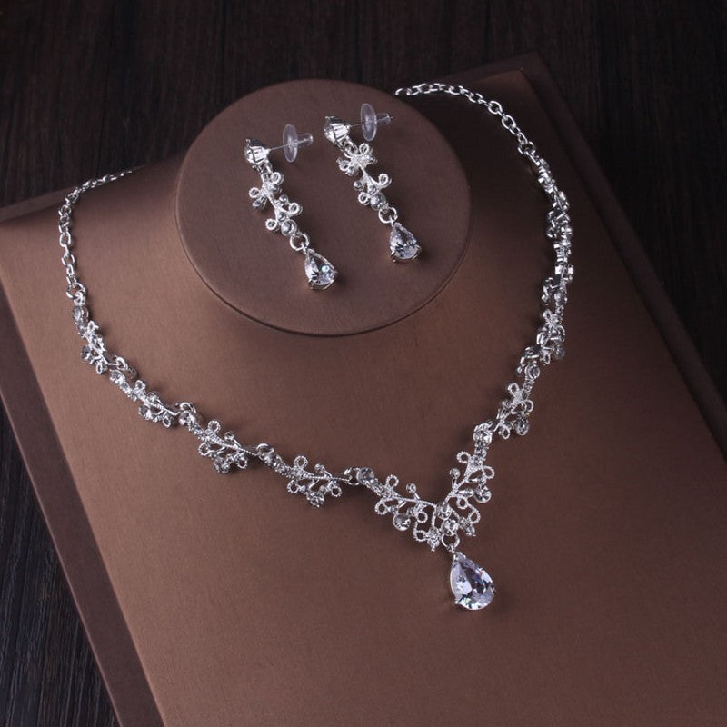 Luxury Crystal Bridal Crown Jewelry Set – Tiara, Necklace & Earrings