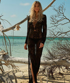 Lucifer Luxury Lace-Up Long Sleeve Maxi Dress