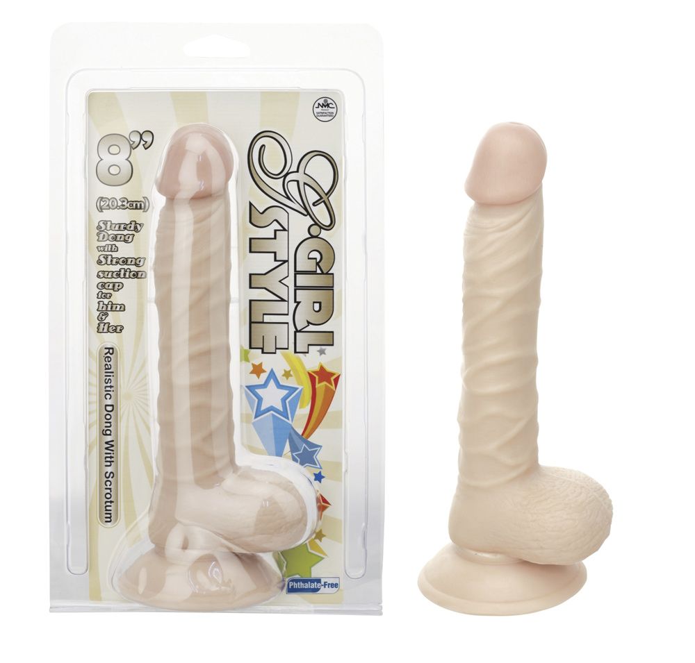 Nanma Realistic Dong With Suction Base Flesh 8in