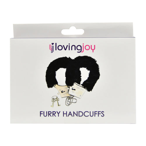 Loving Joy Furry Handcuffs Black Secondary image