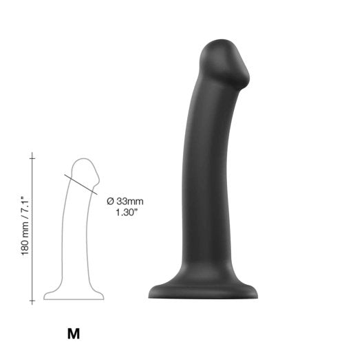 strap-on-me-semi-realistic-dual-density-bendable-dildo-black-medium