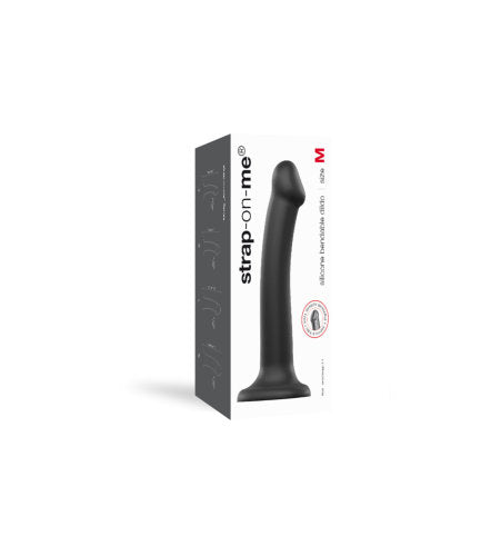 strap-on-me-semi-realistic-dual-density-bendable-dildo-black-medium