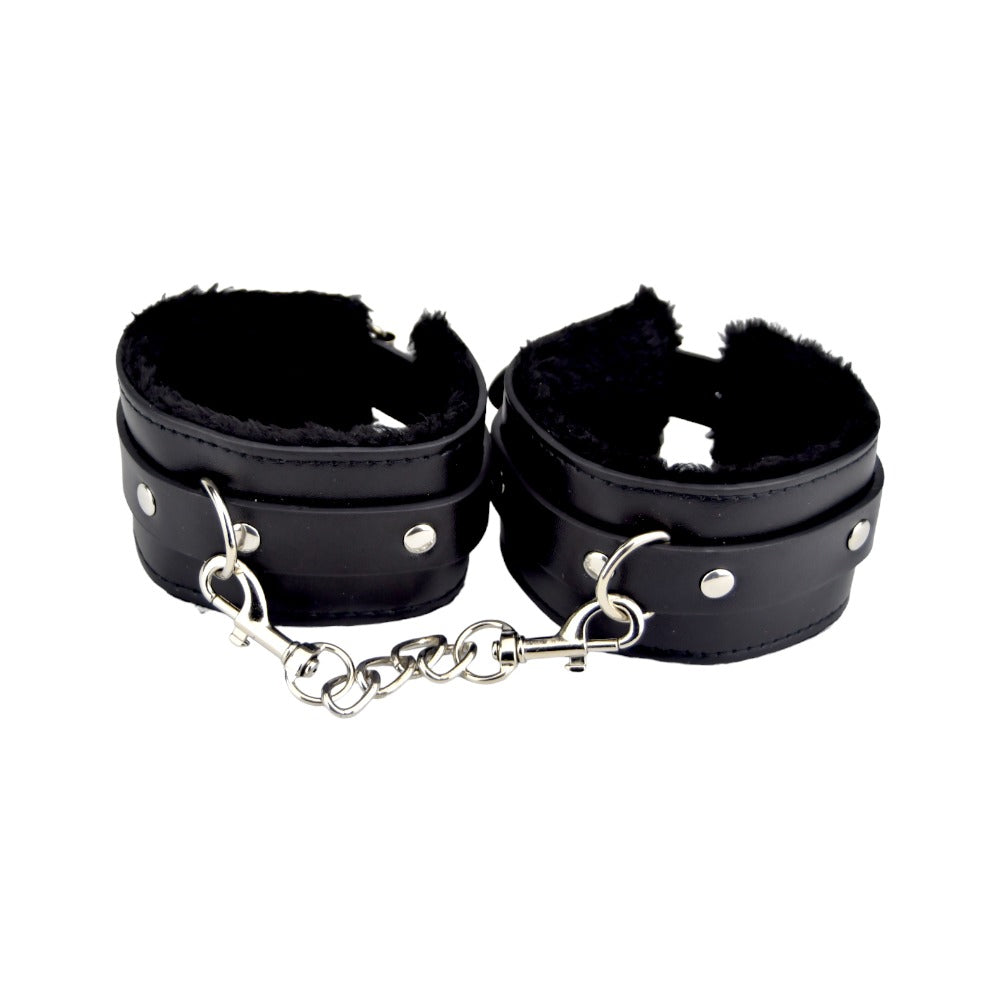 Bound to Please Furry Plush Wrist Cuffs Black Main image
