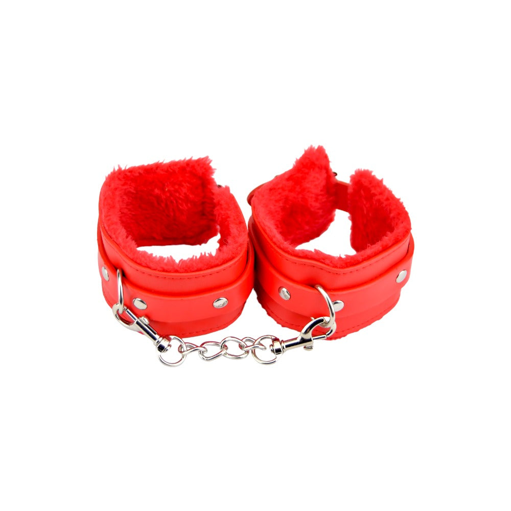 Bound to Please Furry Plush Wrist Cuffs Red Main image
