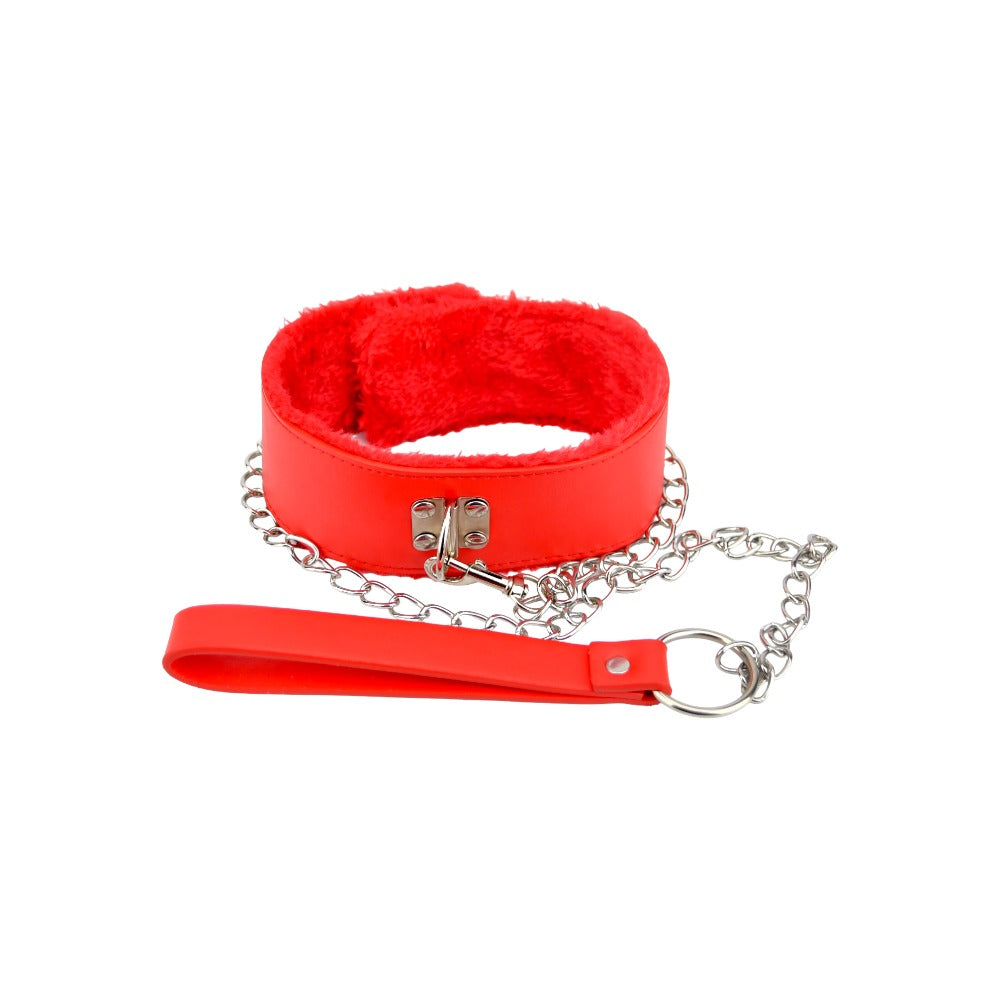 Bound to Please Furry Collar with Leash Red Main image