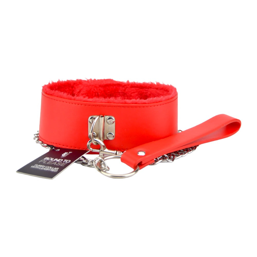 Bound to Please Furry Collar with Leash Red Secondary image