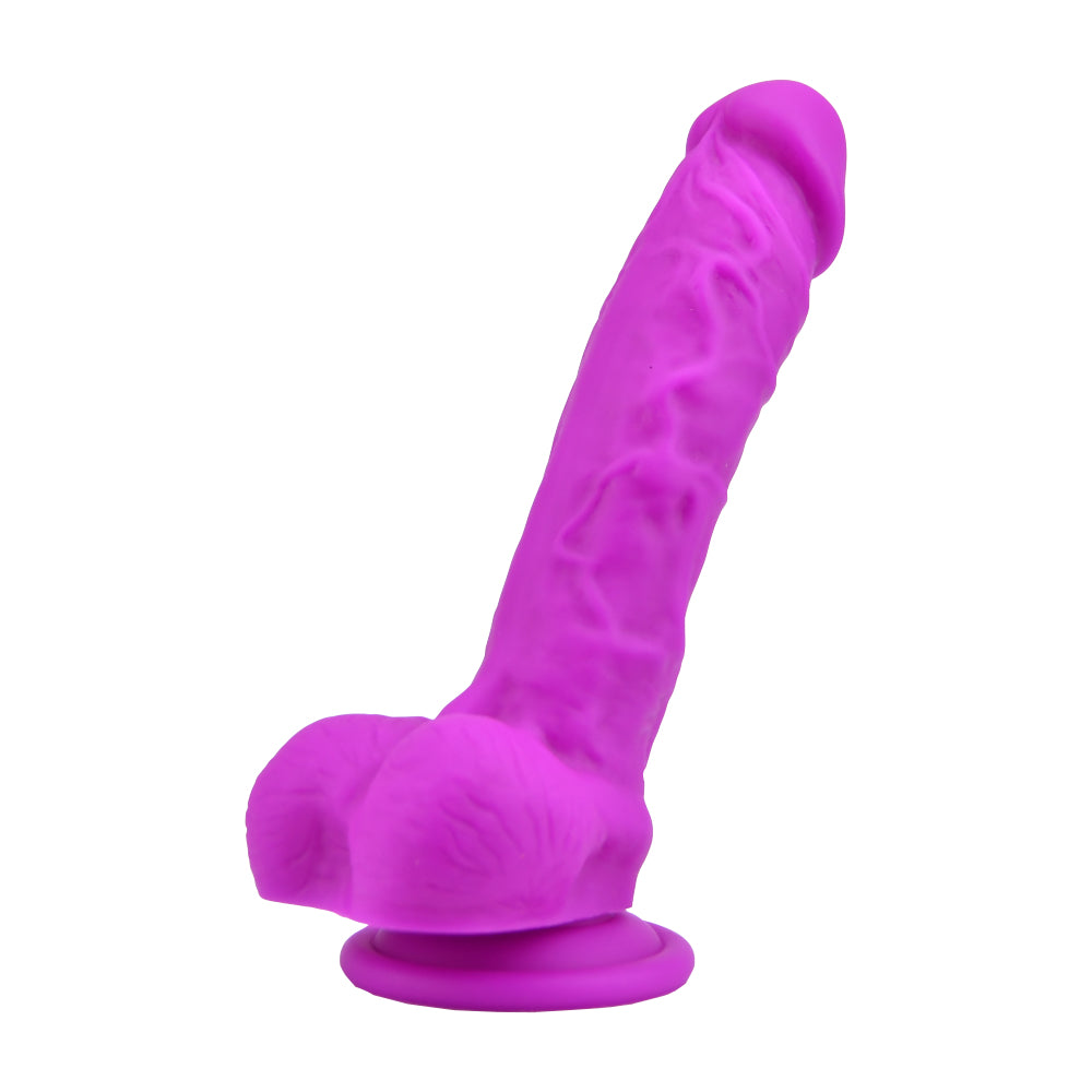 Loving Joy 8 Inch Realistic Silicone Dildo with Suction Cup and Balls Purple Secondary image