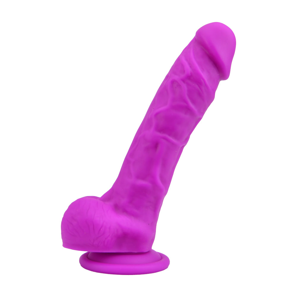Loving Joy 8 Inch Realistic Silicone Dildo with Suction Cup and Balls Purple Main image