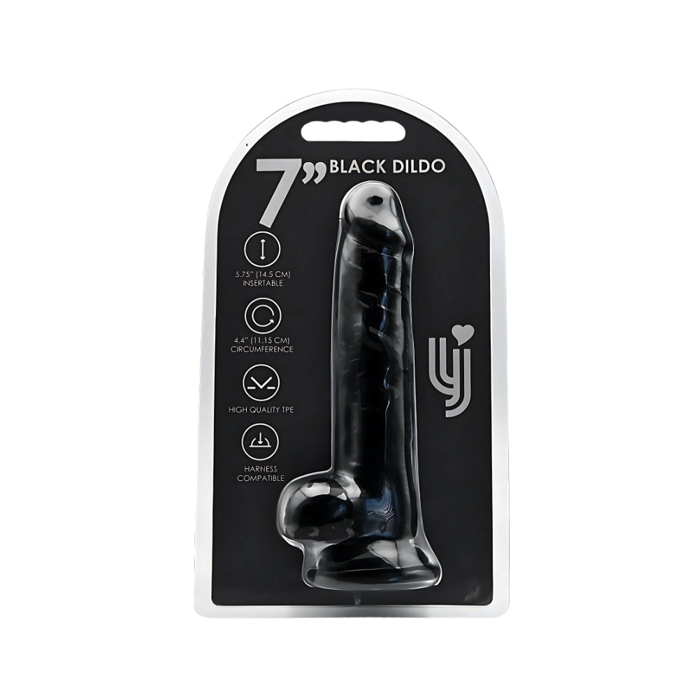 Loving Joy 7 Inch Dildo with Balls Black