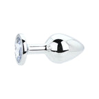 Toosh Silver Metal Butt Plug Medium Clear Stone